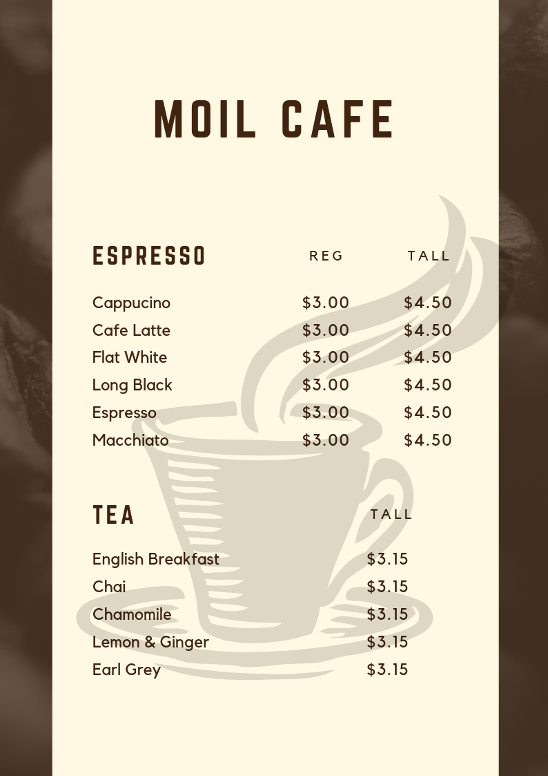 Coffee- Indian groceries- alcohol- groceries